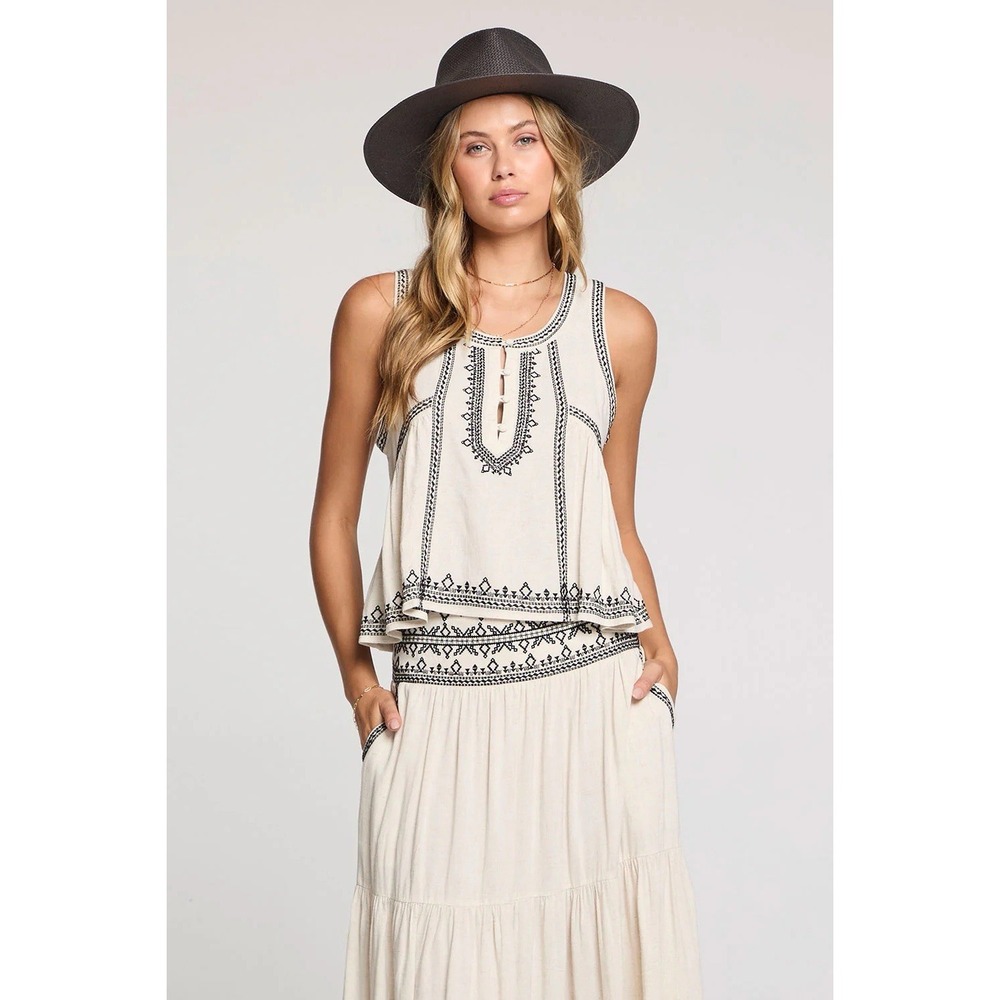 NWT Saltwater Luxe Quinley Tank Top Sz S Boho Festival Embroidered MSRP $128